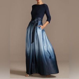 Elegant gradient full length pocket dress